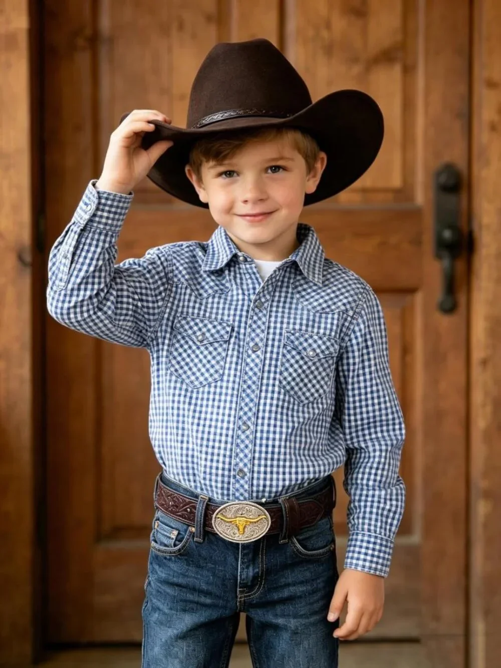 Kids Western Leather Belt for Boys & Girls - Stylish Cowgirl & Cowboy Accessory